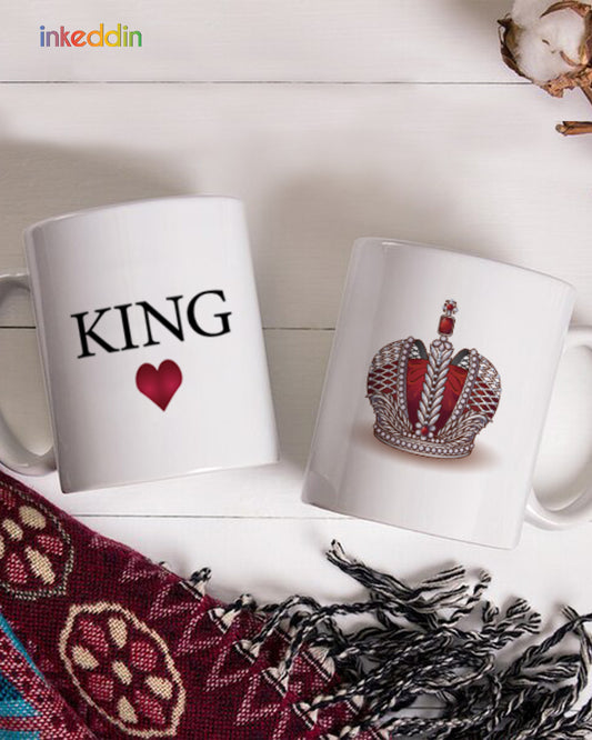 Crown King & Queen Coffee Mug Set of 2 for Couples