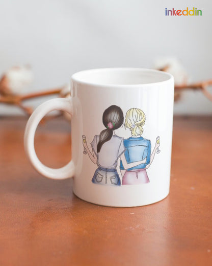 Girlfriends Cheers Printed Ceramic Coffee Mug