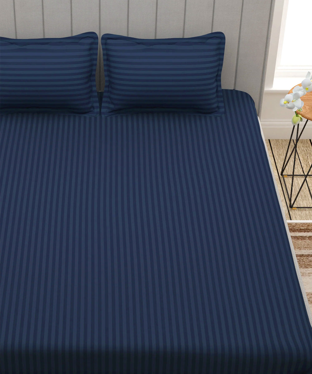 Blue Fitted Bedsheet With Pillow Cover