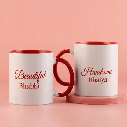 Beautiful Bhabhi Handsome Bhaiya Mug Set of 2