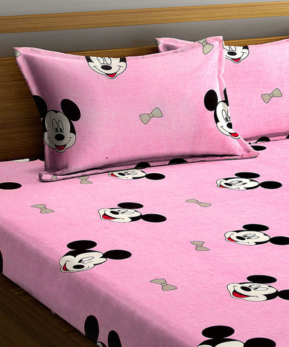 Kids Cute Pink Double Bedsheet with 2 Pillow Covers