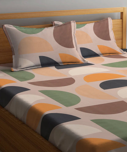 Multi Color Fitted Bedsheet With Pillow Cover