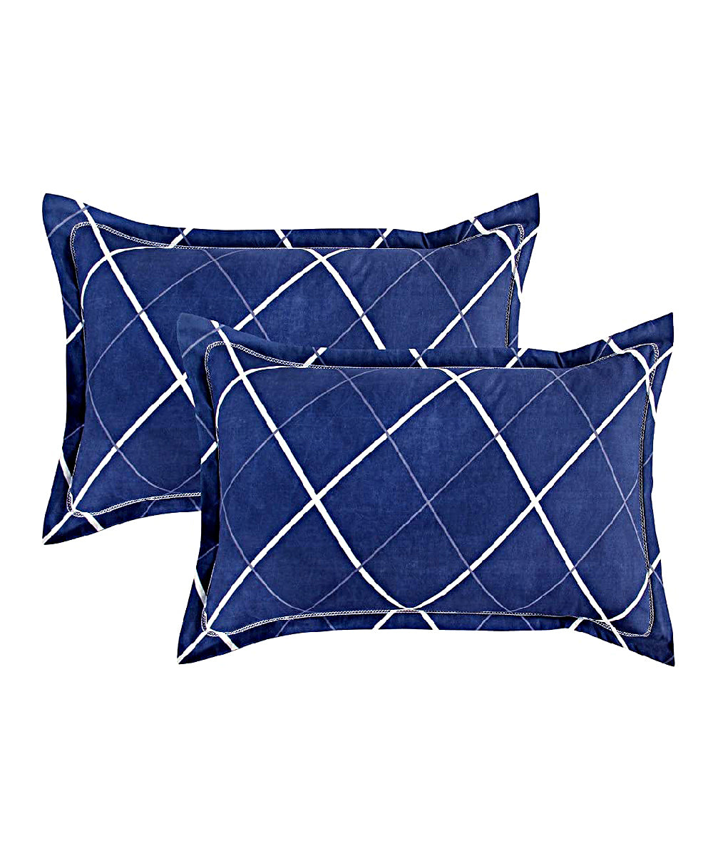 Navy blue Rhombus Single Bedsheet With 1 Pillow Cover