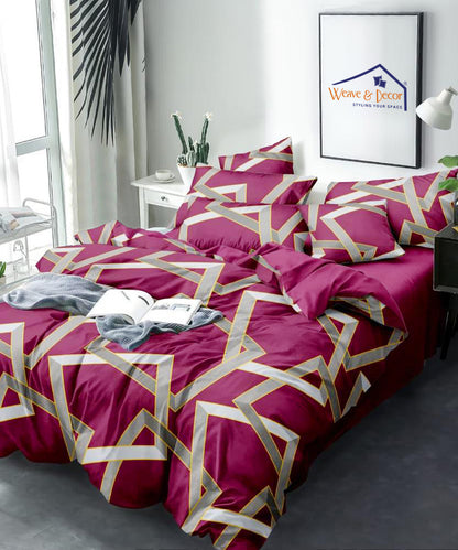 Fuchsia Geometric Quilt / Blanket / Razai / Duvet Covers