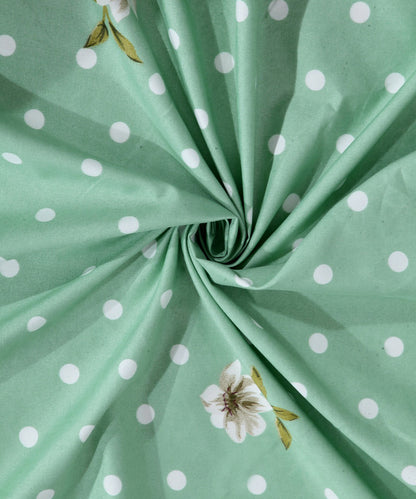 Green & White Fitted Bedsheet With Pillow Cover