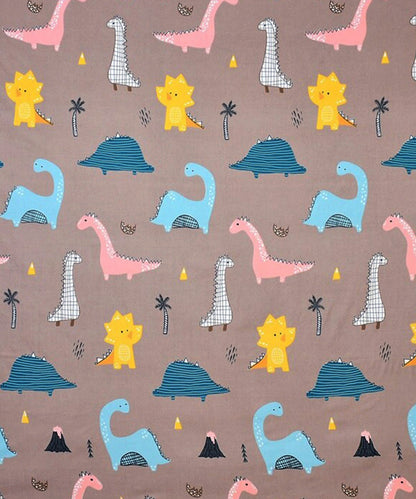 Cute Dinosaur Double Bedsheet With 2 Pillow Cover