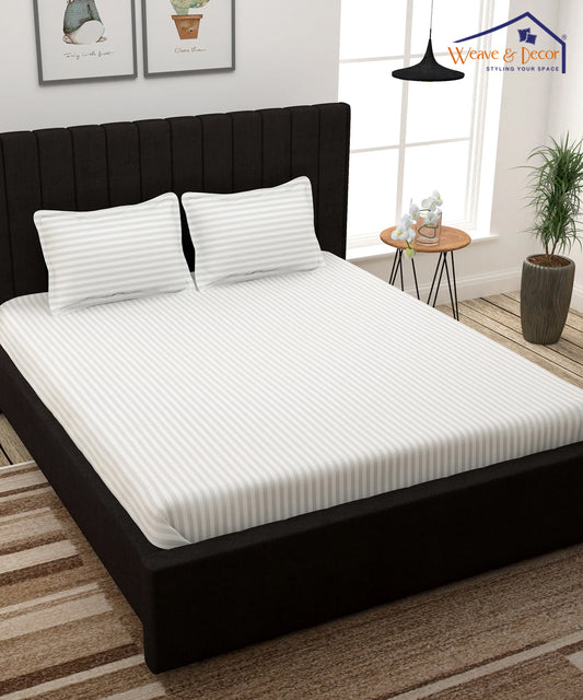 White Fitted Bedsheet With Pillow Cover