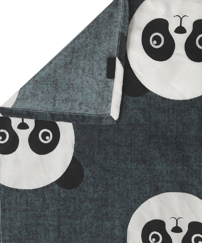 Grey Pandas Super King Fitted Bedsheet With 2 Pillow Covers