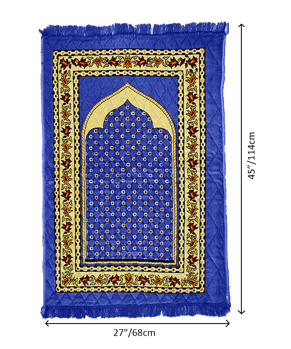 Blue Velvet Janamaz Prayer Mat / Rug