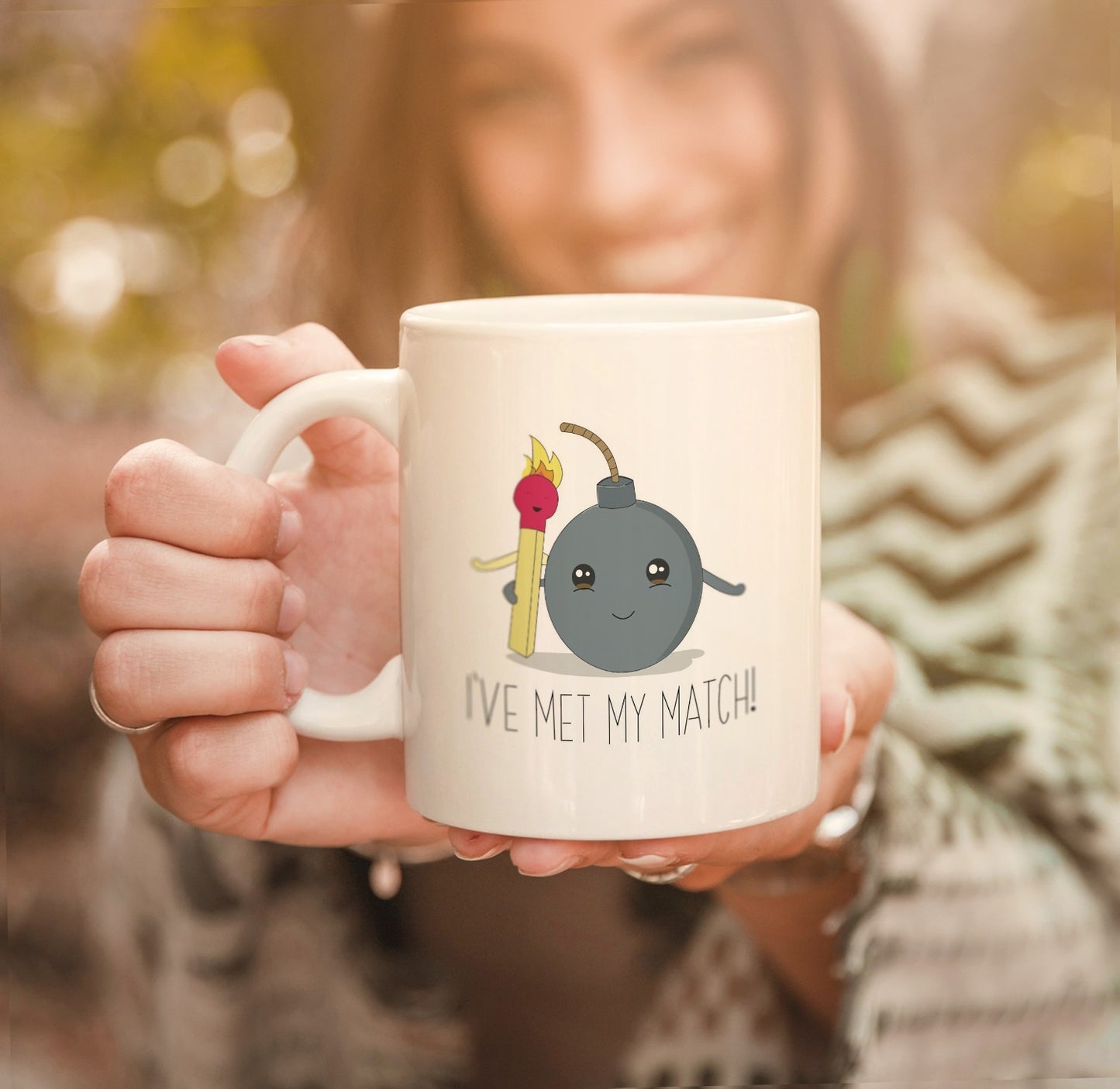 I've MET My Match Printed  Ceramic Mug | White