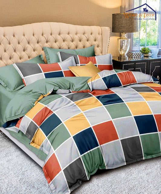 Multi Color Checks 350GSM Double Bed Comforter