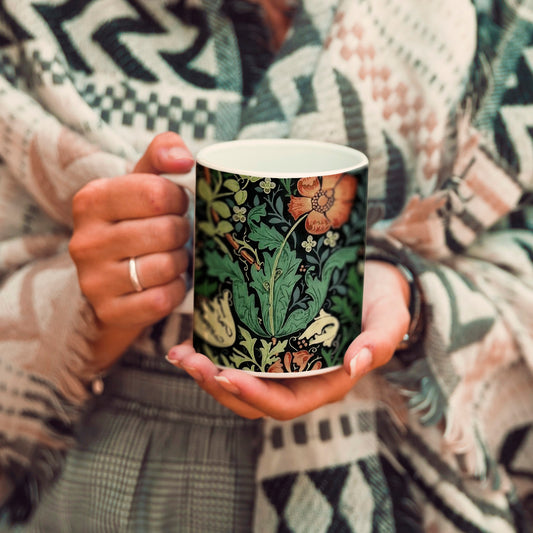 Green Floral Coffee Ceramic Mug