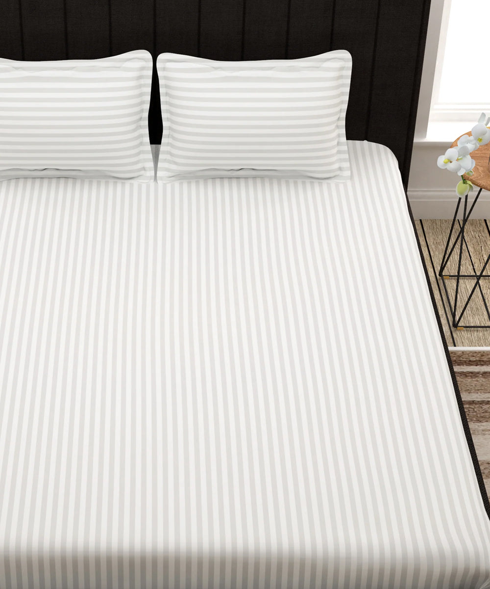 White Fitted Bedsheet With Pillow Cover