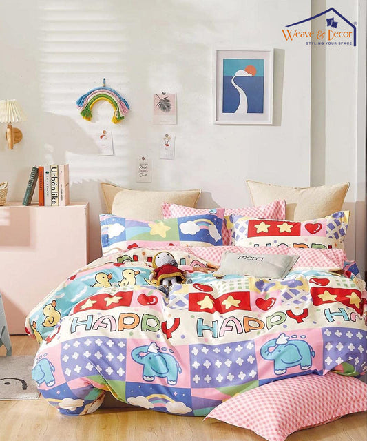 Cute Kids Super King Fitted Bedsheet With 2 Pillow Covers