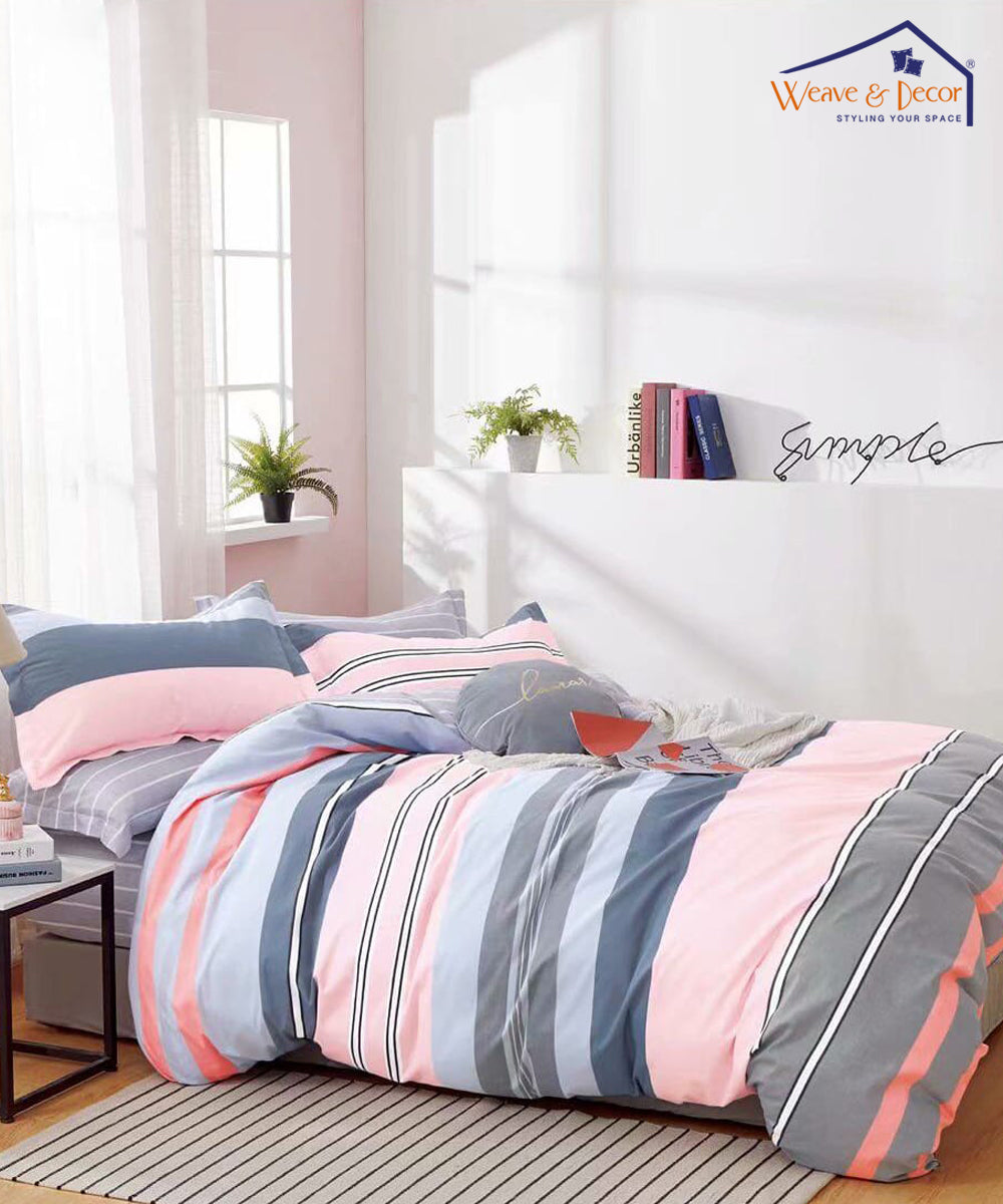 Stripes King Size Bedsheet With 2 Pillow Covers