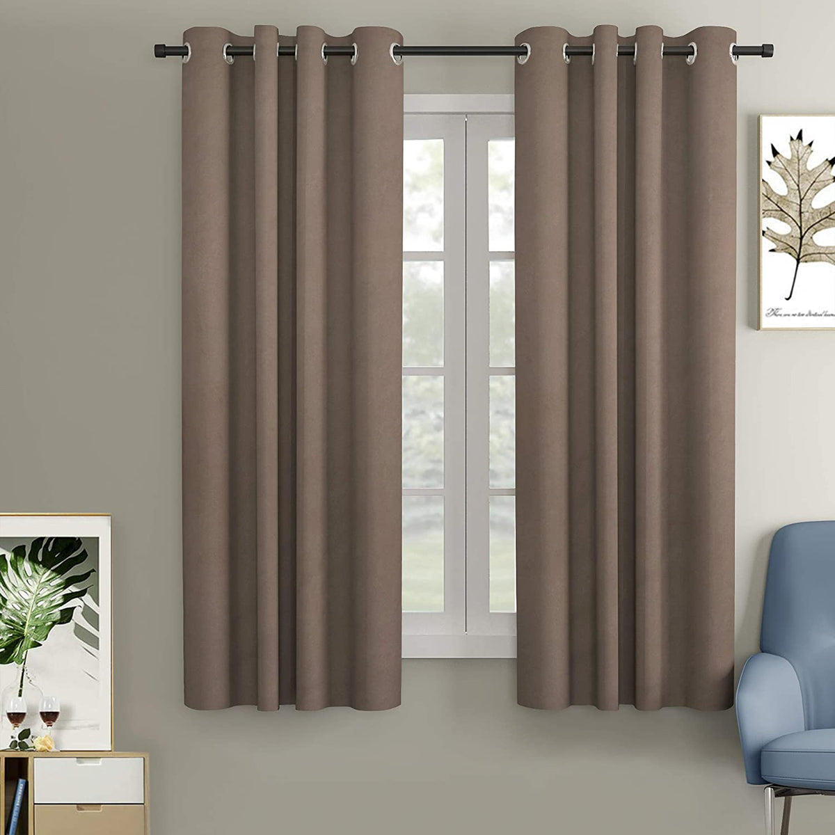 Blackout Curtain (Width- 4 Feet- Dark Beige ) Pack of 2 Piece