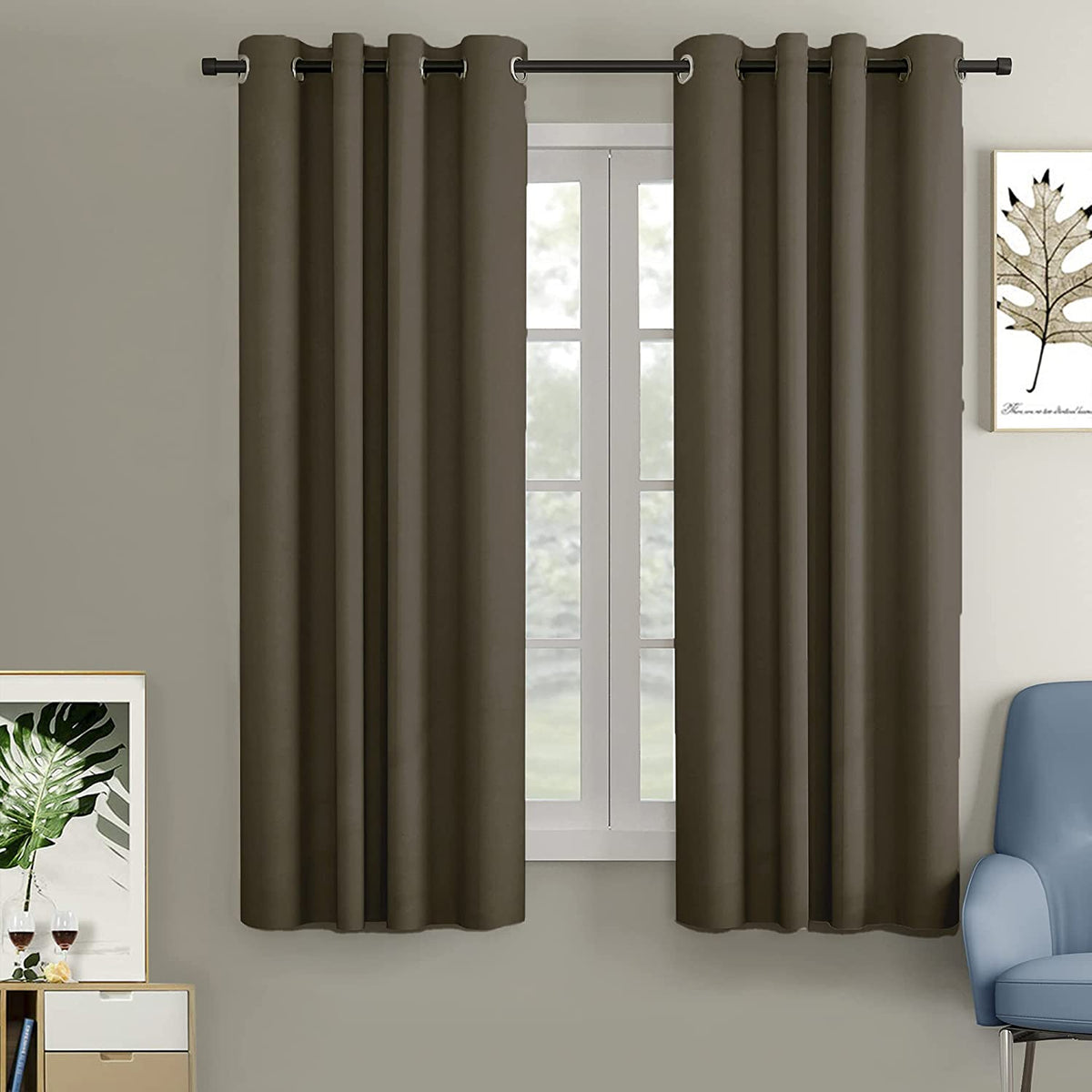 Blackout Curtain (Width  - 4 Feet - Light Grey) Pack of 2 Piece