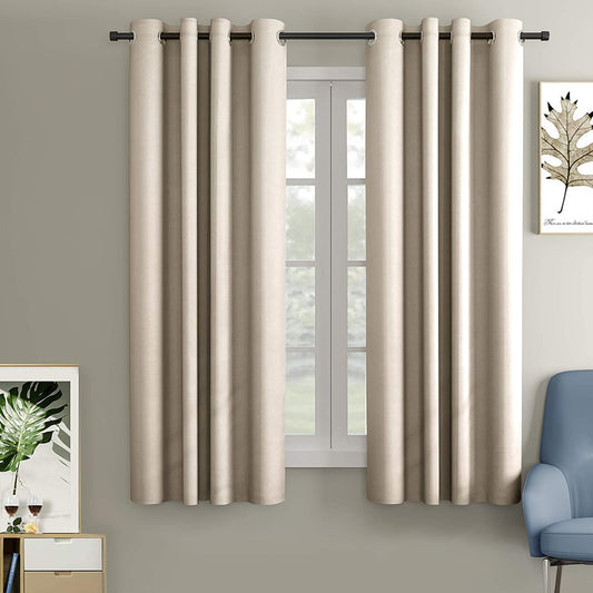 Blackout Curtain (Width- 4.5 Feet- Dark beige ) Pack of 2 Piece