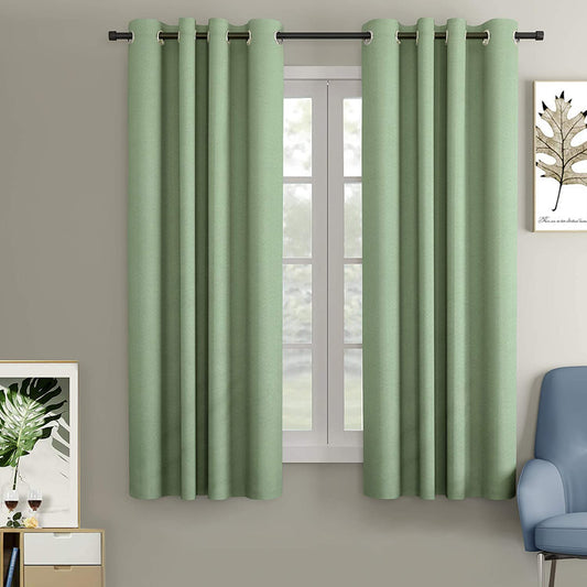 Blackout Curtain (Width  - 4.5 Feet - Green ) Pack of 2 Piece