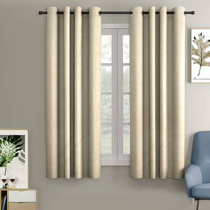Blackout Curtain (Width - 4.5 Feet- Light beige ) Pack of 2 Piece