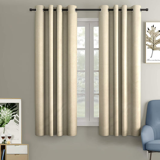Blackout Curtain (Width - 4.5 Feet- Light beige ) Pack of 2 Piece