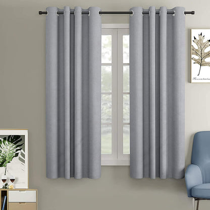 Blackout Curtain (Width- 4.5 Feet- Metallic Grey) Pack of 2 Piece
