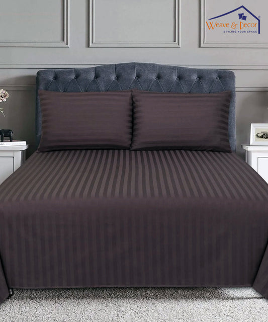 Brown Satin Stripe Quilt / Blanket / Razai / Duvet Cover
