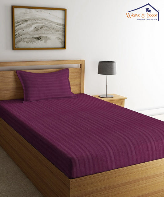 Wine Single Fitted Bedsheet With 1 Pillow Cover