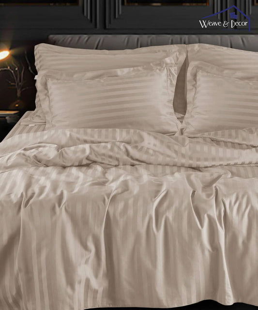 Beige Satin Stripe Quilt / Blanket / Razai / Duvet Covers