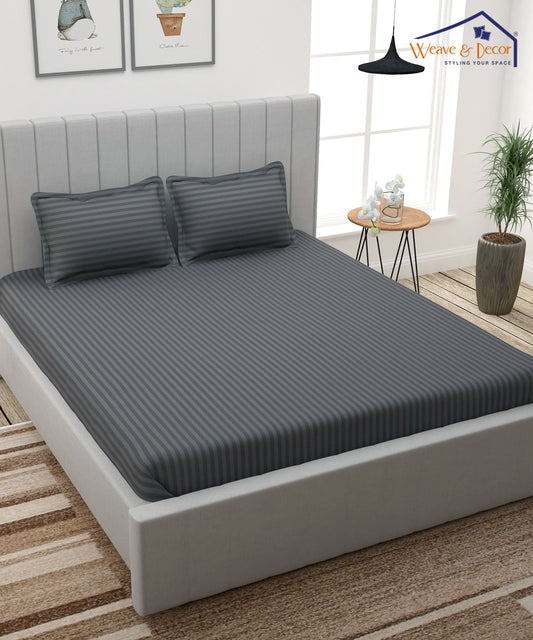 Grey Queen Fitted Bedsheet with 2 Pillow Covers