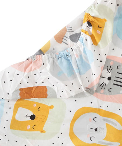 Cuddly Critters Kids Single Fitted Bedsheet With 1 Pillow Cover