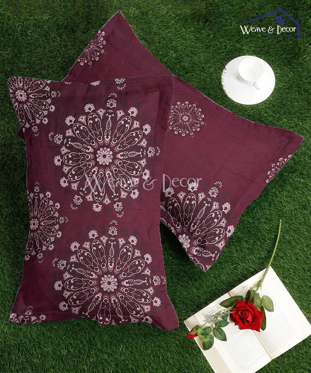 Wine Floral Pillow Cover Set of 2