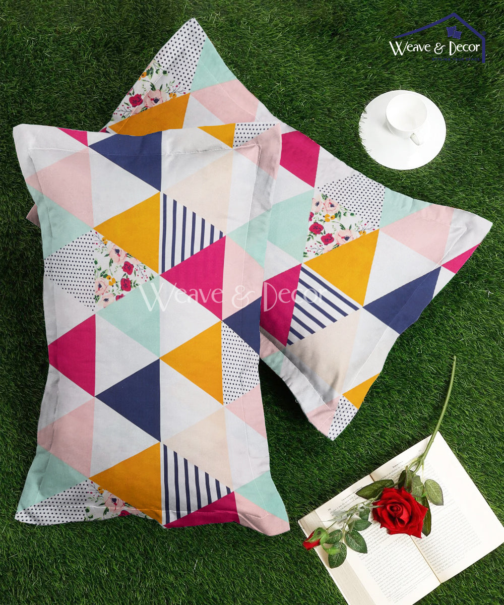 Multicolored Triangles Pillow Cover Set of 2