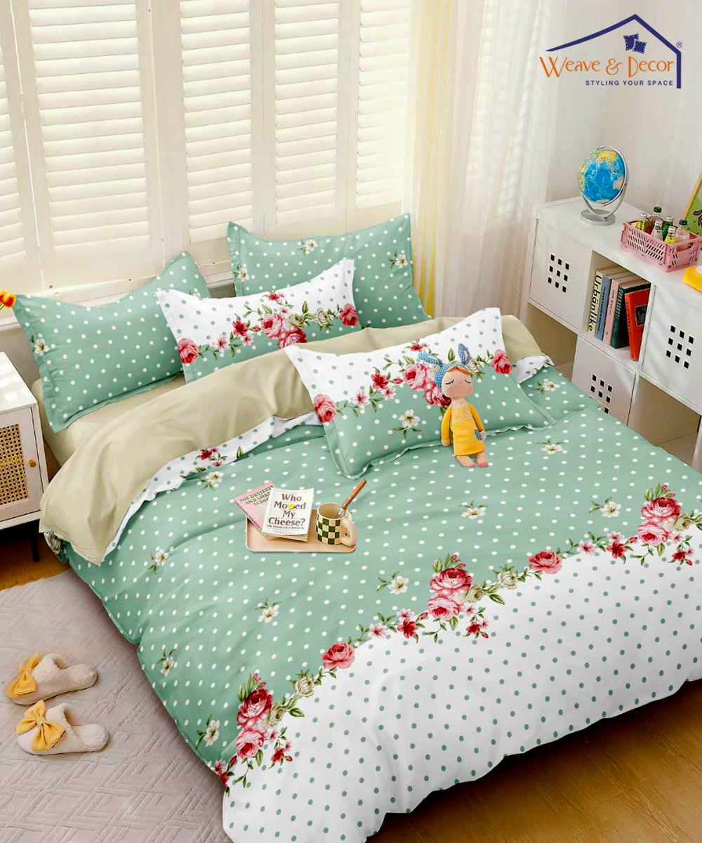 Green & White 350GSM Single Bed Comforter