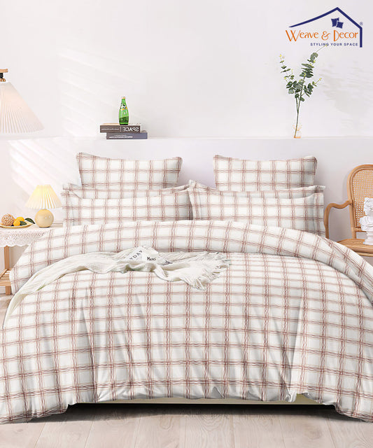 Red Checks Single Fitted Bedsheet With 1 Pillow Cover