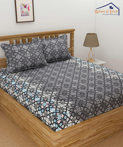 Damask Pattern  Floral Super King Fitted Bedsheet With 2 Pillow Covers