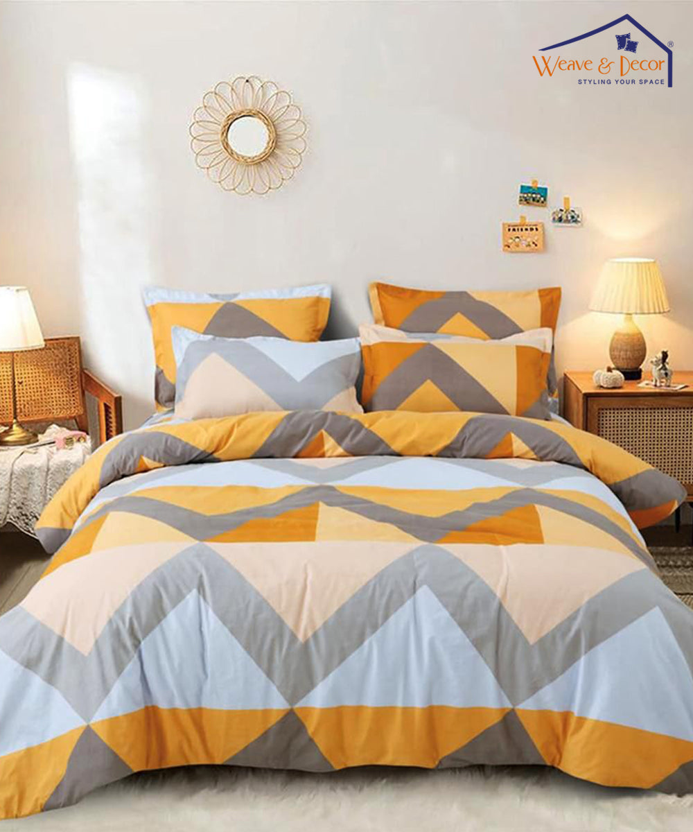 Tangy Orange Fitted Bedsheet With Pillow Cover