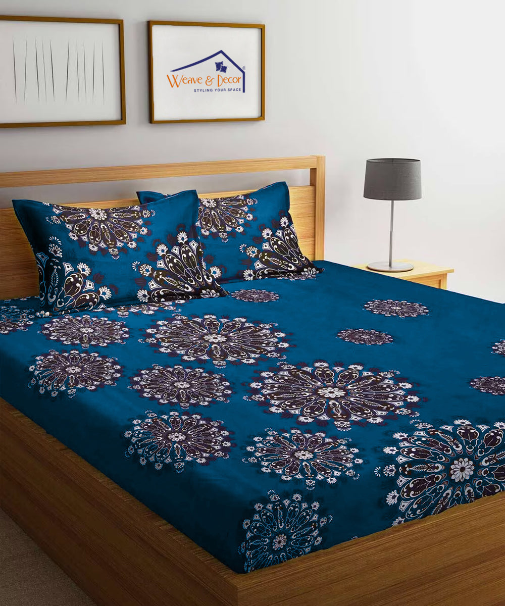 Deep Blue Floral Pillow Cover Set of 2