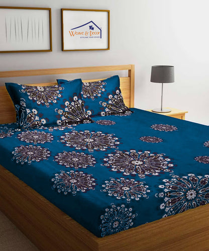 Deep Blue Floral Pillow Cover Set of 2