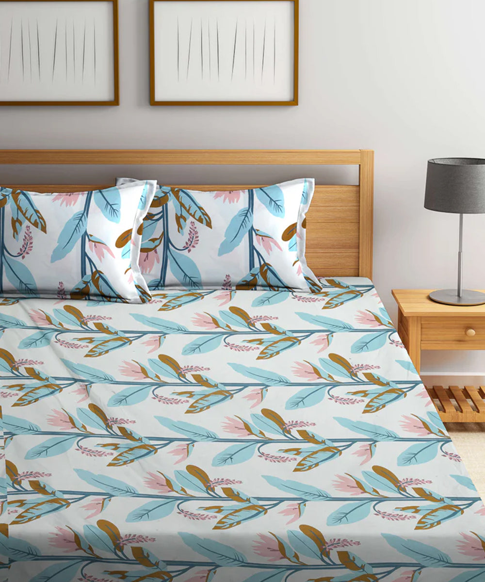 Whispering Leaves Flat Bedsheet With Pillow Covers