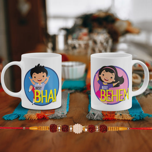 Best Bhai Behen Mug Set with 1 Rakhi