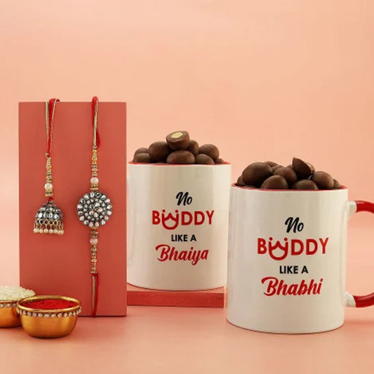 Bhaiya Bhabhi Mug Set with 2 Rakhi