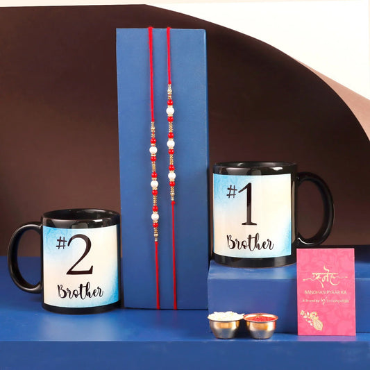 Brothers Mug Set With 2 Rakhi