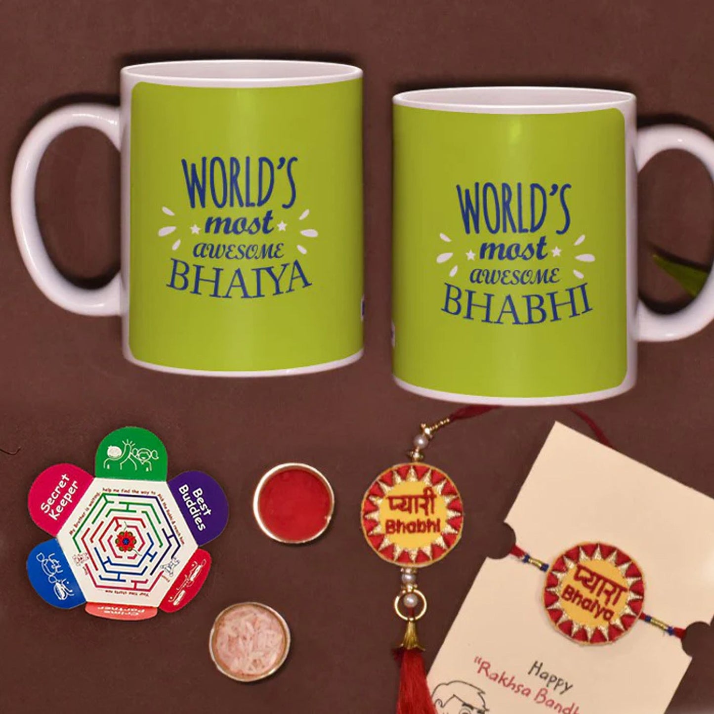 Awesome Bhaiya & Bhabhi Mug Set with 2 Rakhi