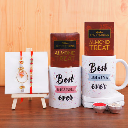 Best Bhaiya Bhabhi Ever Mug Set with 2 Rakhi