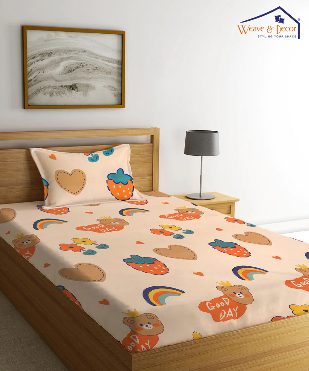 Sweet Dreams Kingdom Kids Flat Bedsheet With Pillow Covers