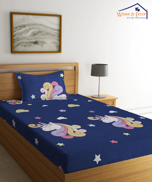 Magical Unicorn Kids Bedsheet With Pillow Covers