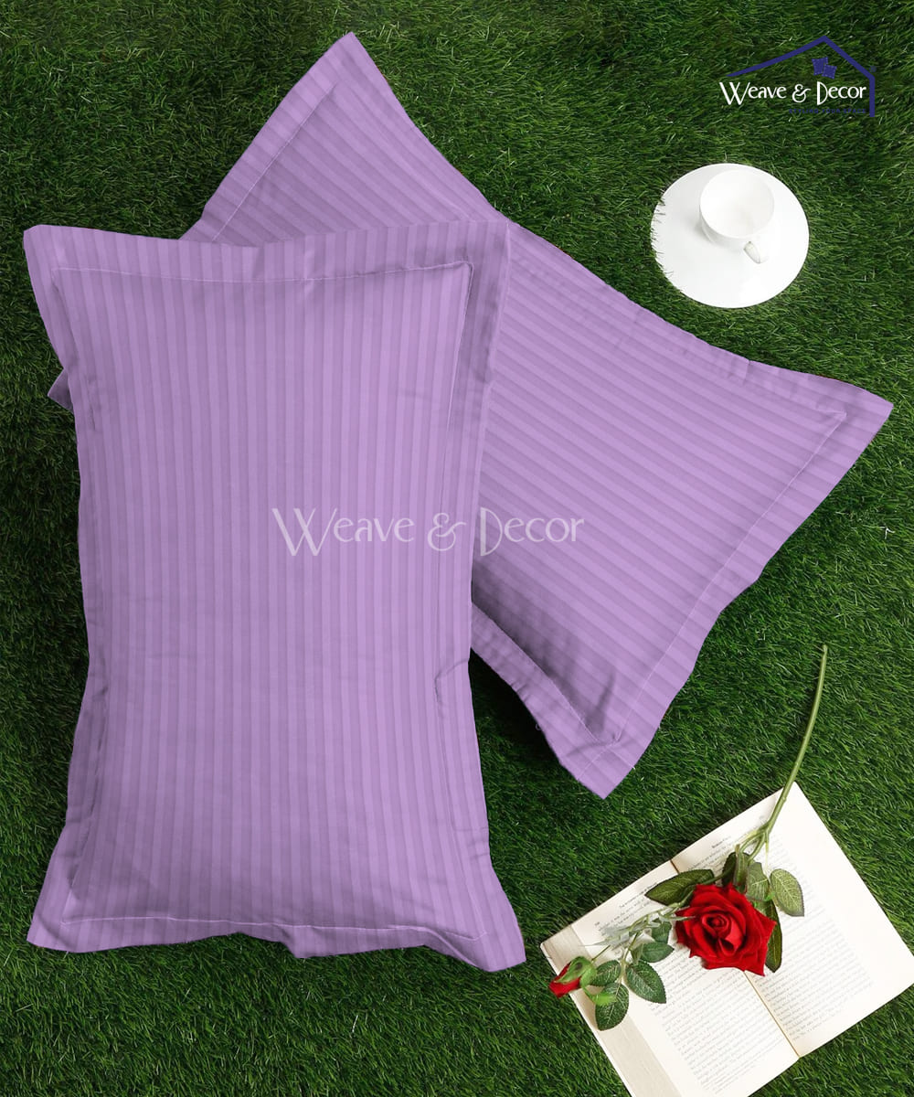 Lavender Satin Stripe Pillow Cover Set of 2