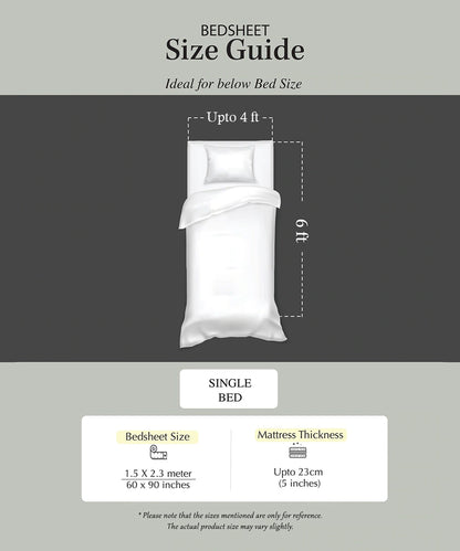 Cream Satin Stripe Single Bedsheet With 1 Pillow Cover